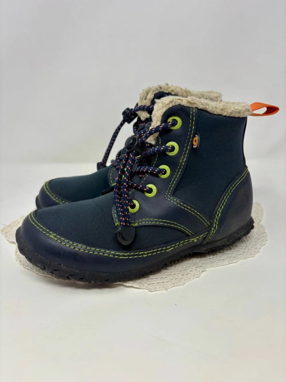 BOGS Waterproof Neoprene Bungee Lace Insulated Rain Snow Boots Dark Blue